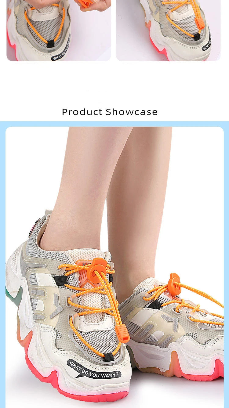 1Pair/3Pair Round Elastic Shoelace No-Tie Shoelaces for Sneakers and Casual Shoes Quick-On Quick-Off Laces