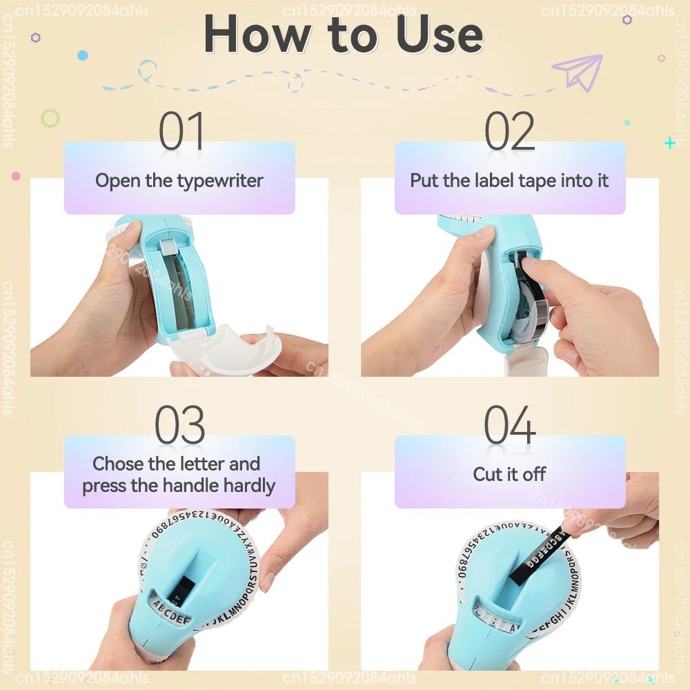 B90 Manual Typewriter Adhesive Sticker Machine B90 Printer Similar as Dymo 12965 Motex E101 Label Maker B90 Handheld Labeller