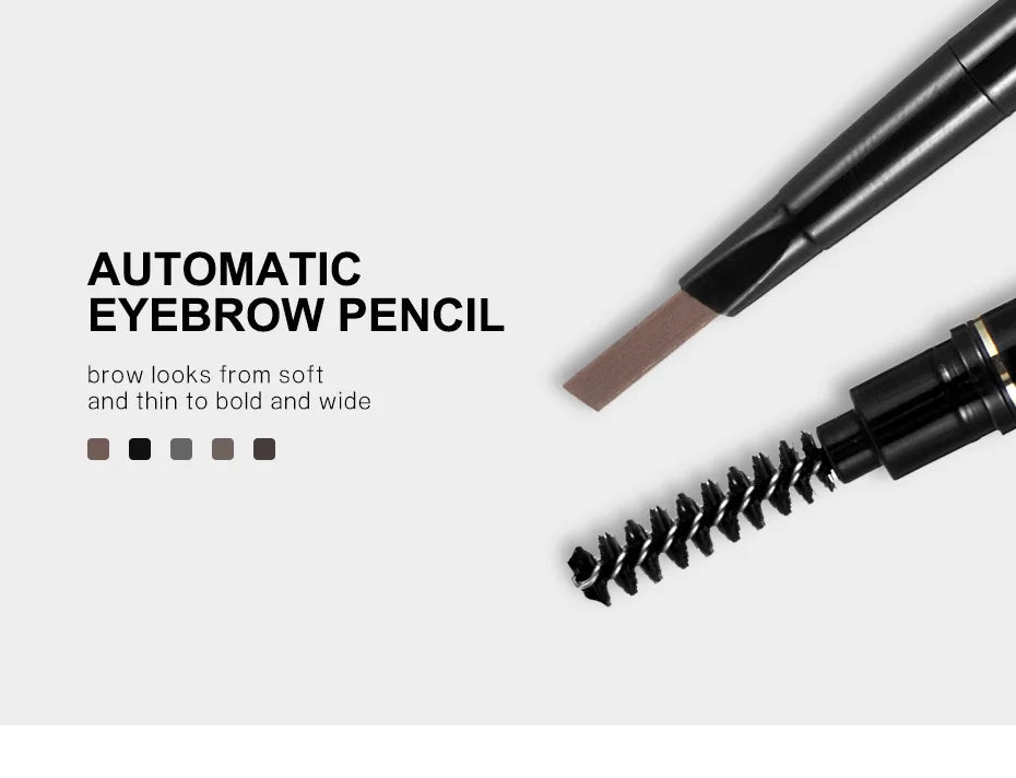 HANDAIYAN Eyebrow Pencil Automatic Rotating Double Head Long Lasting Natural Waterproof 5 Color Triangle Eyebrow Pen Make Up