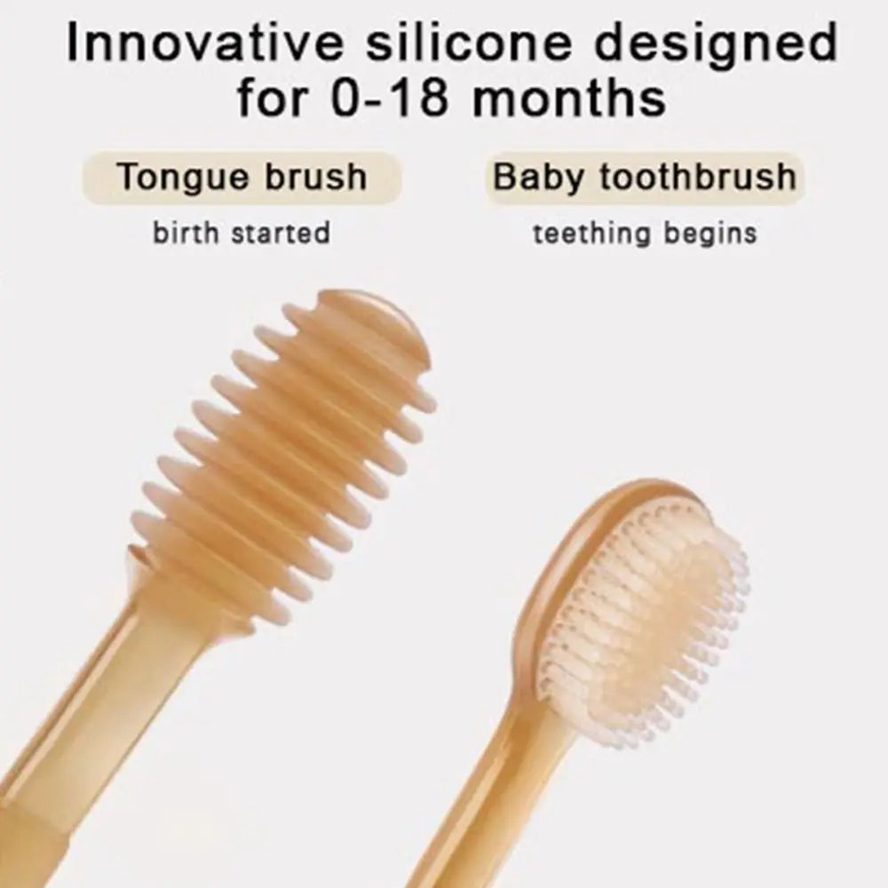 Soft Oral Care Baby Toothbrush Cleaning Tools Rubber Oral Cleaning Brush 0-18 Months BPA Free Tongue Coating Brush Baby