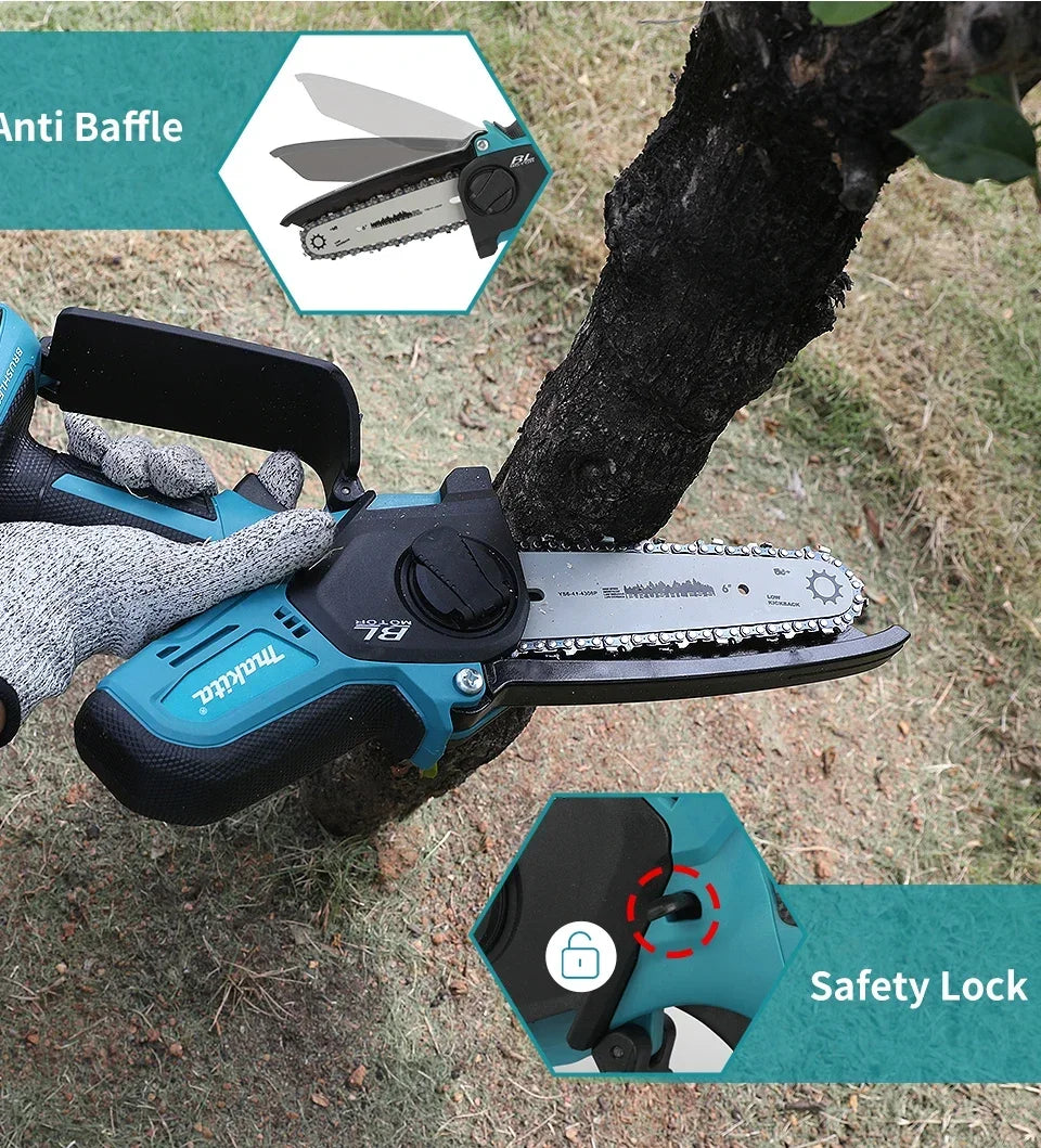 Makita  Woodworking with Small Handheld 18V Cordless Chainsaw for Electric 6-inch Logging Sawzall Mini Portable Chainsaw