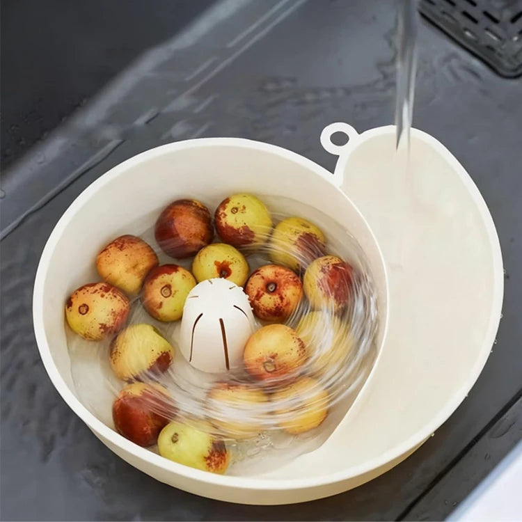 Spin Shape Automatic Vegetable Washing Household Fruit Drain Basket Reusable Kitchen Cleaning Filter Basket Tool Remove Stain