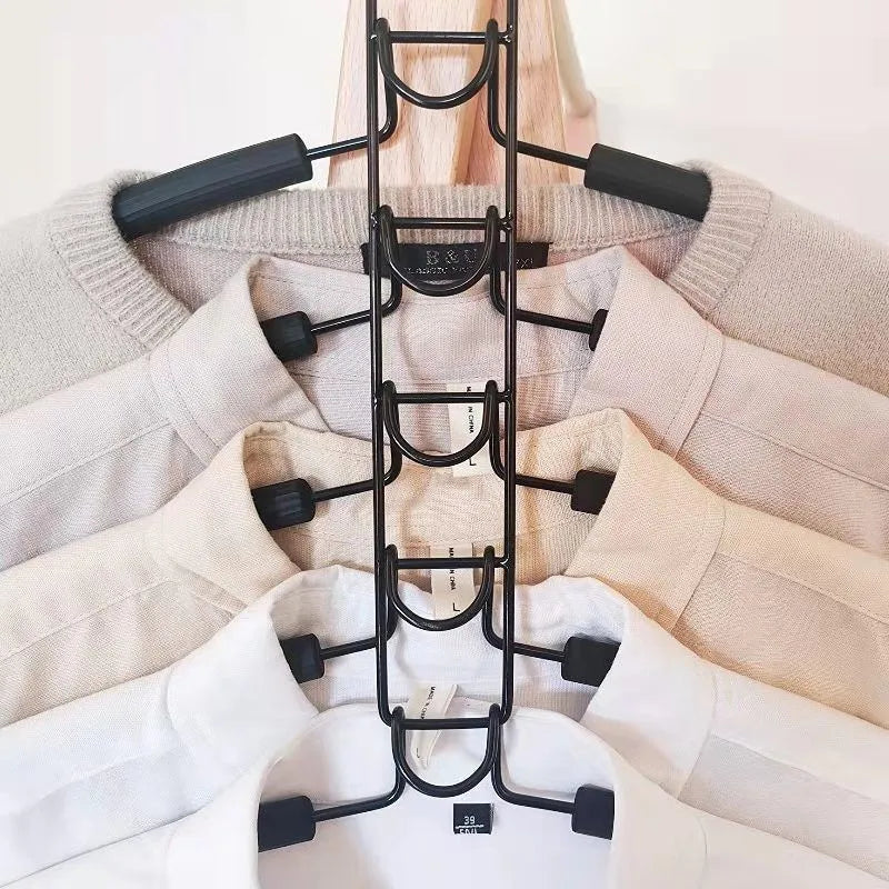 1pc Heavy-Duty Space-Saving Clothes Hanger - Multi-Layer Metal Garment Organizer with Non-Slip Foam Pads, Sturdy Closet Hanger