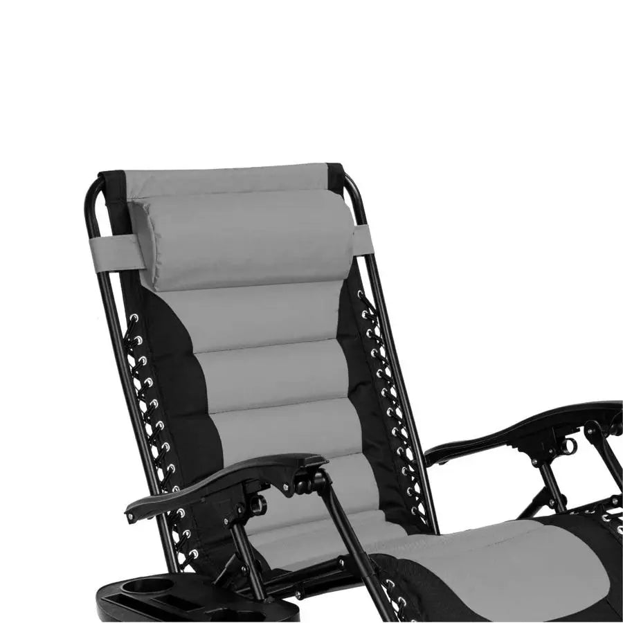 Wide Zero Gravity Chair Sun Lounger Folding Garden Recliner With Padded Seat Heavy Duty Adjustable Camping Reclining Chairs wit