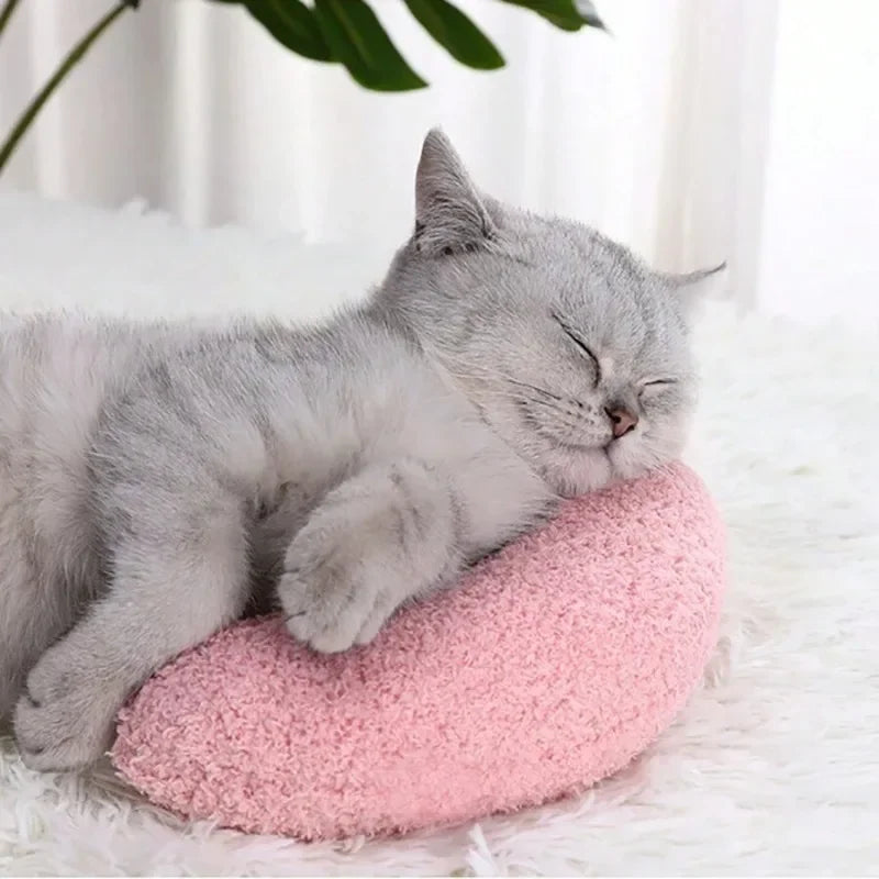 Pet Pillow for Cats and Dogs Soft Plush Thick Filling Cervical Support Hypoallergenic Washable Cover Deep Sleep U-shaped Cat And