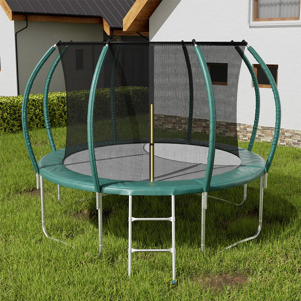 【Breeins】Outdoor Enclosure Trampoline with Ladder Exercise Workout Rebounder Sport Trampoline Handle Adults Jumping Training