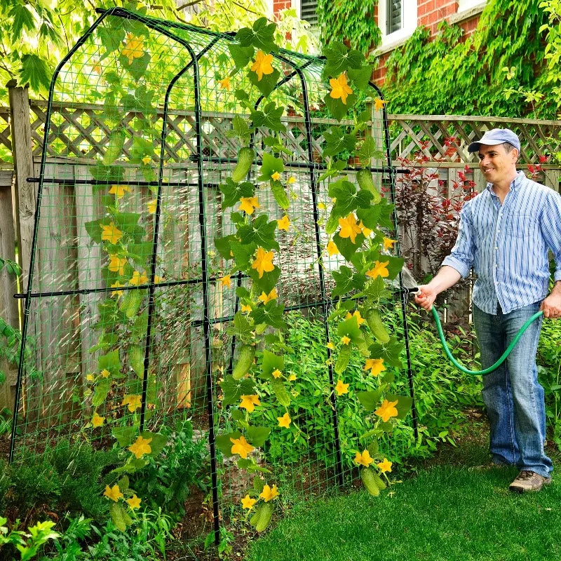 1Pcs Nets Garden Arch Trellis 71Inch Plant Climbing Tunnel Net Outdoor Vine Fruit Vegetable Flower Support Net for Lawn Backyard