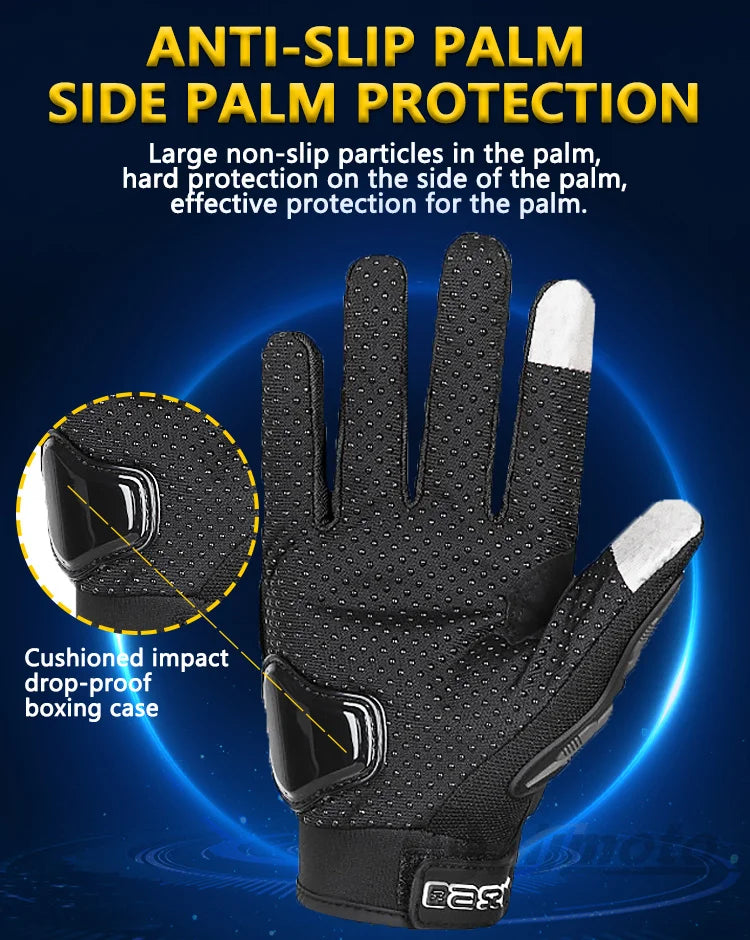 Ummer Breathable Full Finger Motorcycle Gloves Non-slip Wear-resistant Motocross Racing Gloves Touch Screen Moto Biker Gloves