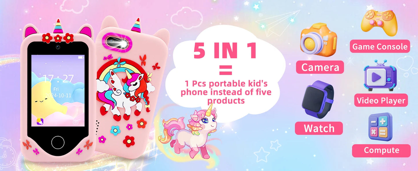 Kids Smart Phone Educational Toys Dual Camera Music Player Baby Phone With 32G Memory Game Learning For Boy Girls Brithday Gifts