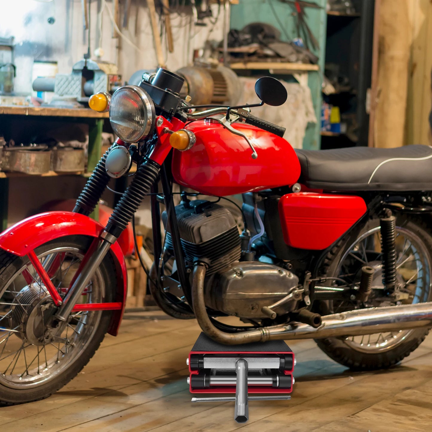 Motorbike Jack Heavy Duty Steel Motorcycle Lift Scissor Lift Motorcycle Stand Scissor Jack Buggy Stand Repair Tool