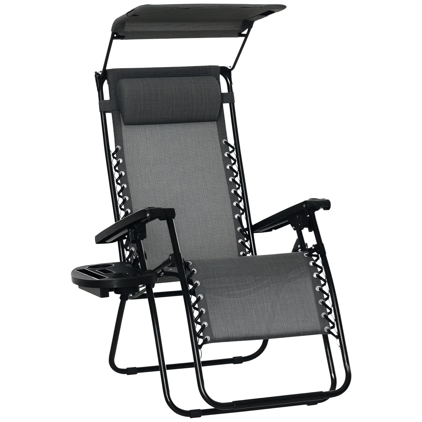 Outsunny Foldable Reclining Garden Chair with Headrest, Zero Gravity Deck Sun Lounger Seat Chair