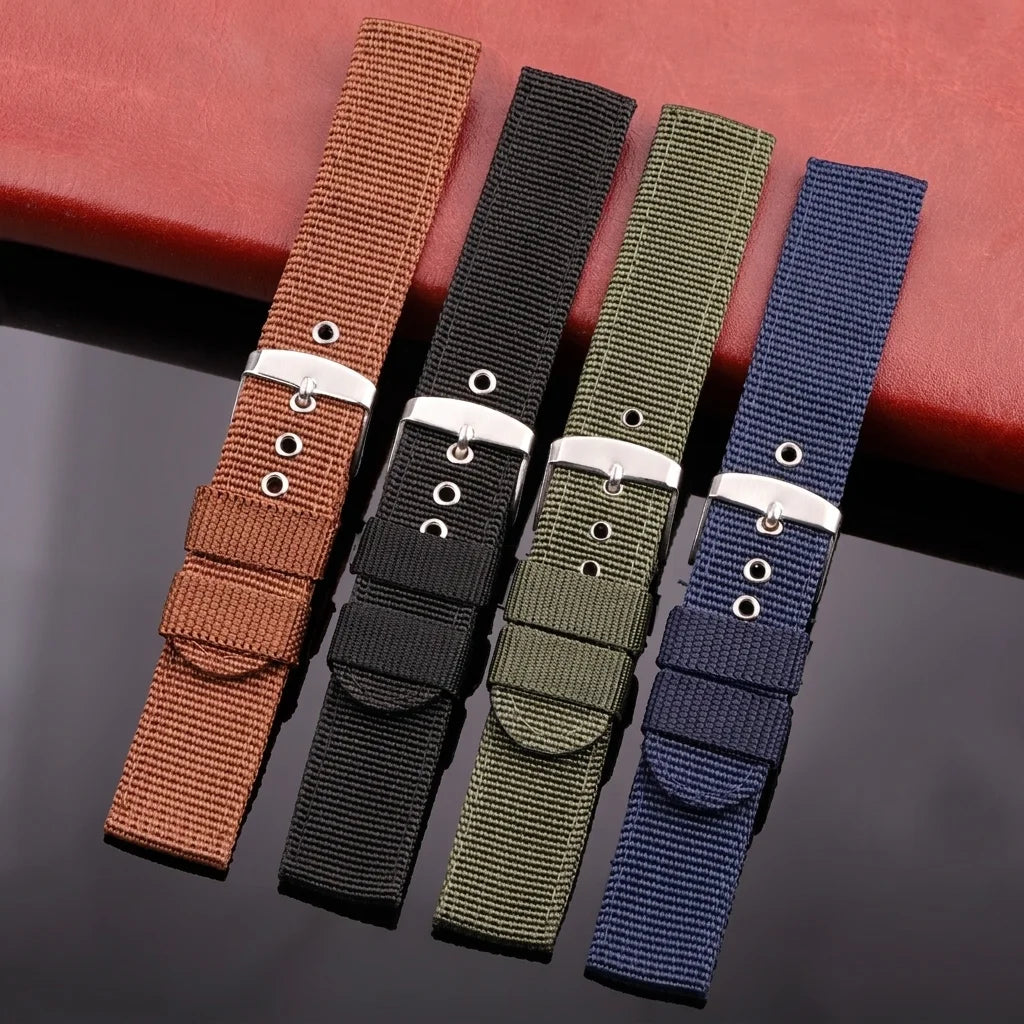 18 20 22 24mm Universal Nylon Watchband Sport Canvas Strap 4 Colors Replacement Bracelet Men Women Accessories
