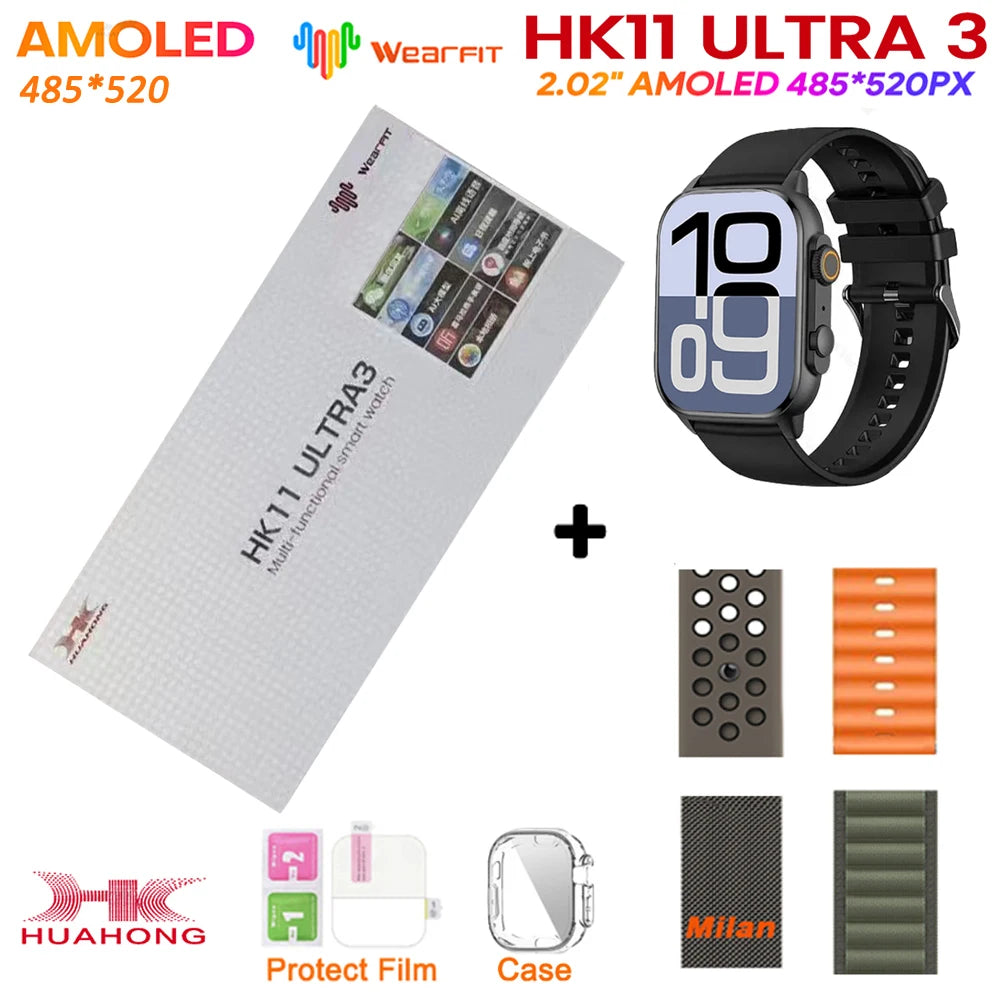 Upgrade Hk11 Ultra 3 Gen2 SmartWatch 4GB ROM AI ROBOT AMOLED Network 49mm G-Sensor ChatGPT NFC Compass GPS 3D Menu Music Watch