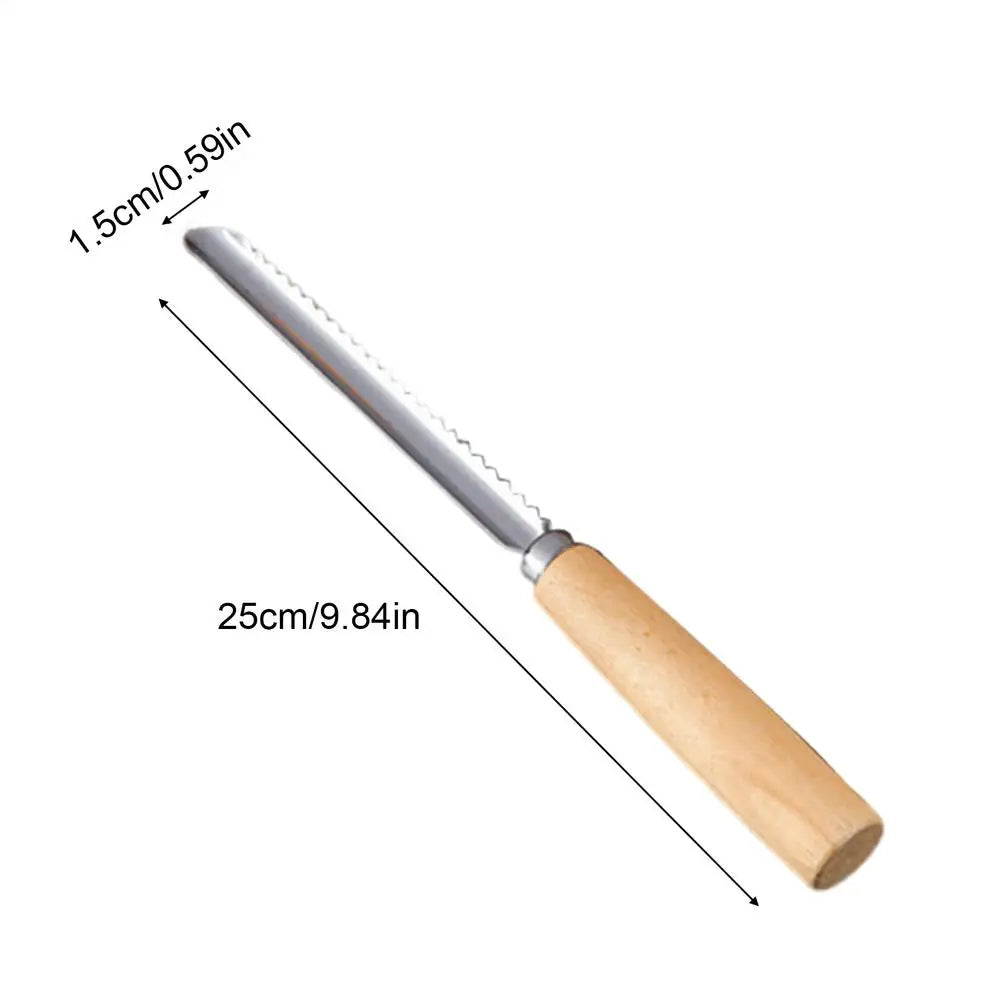 Corer Tool Kitchen Stainless Steel Pear Pitter Anti-Slip Manual Kitchen Corer with Wood Handle for Fruit Slicing Cooking Salad