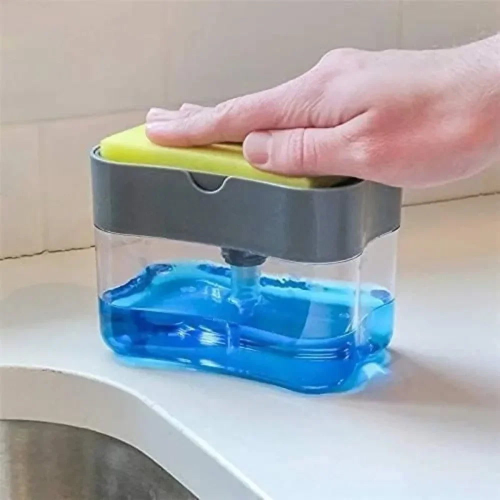 Soap Dispenser 2 In 1 Dishwashing Sponge Holder Kitchen Sink Dish Washing Soap Pump Dispenser Sponge Caddy