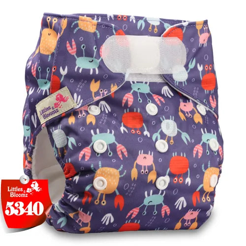 [Littles&Bloomz] Baby Washable Reusable Real Cloth STANDARD Hook-Loop Pocket Nappy Diaper Cover Wrap, suits Birth to Potty