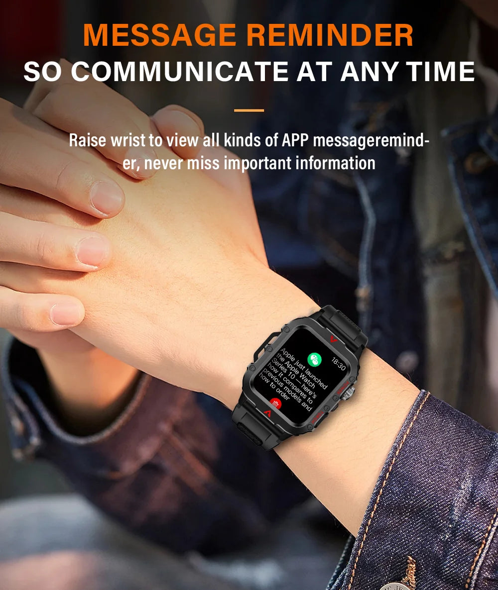LAXASFIT 2026 New Men's Smart Watch Outdoor Sports Watch 1.85 Inch Voice Assistant Bluetooth Call LED Flashlight Smartwatch