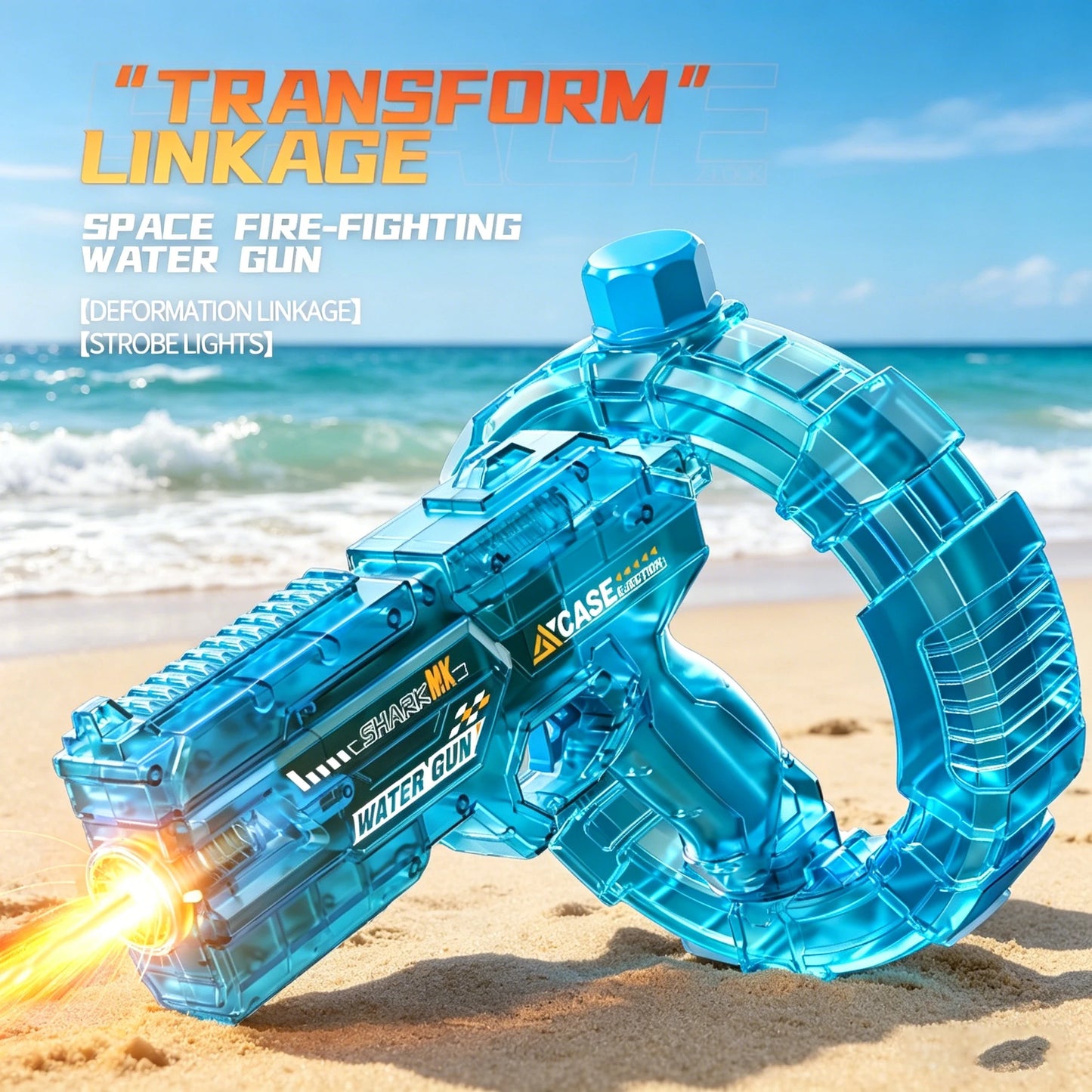 Energy Gathering Ring Electric Water Gun LED Lighting  Linkage Deformation Continuous Shooting Toy Summer Beach Pool Games Gift