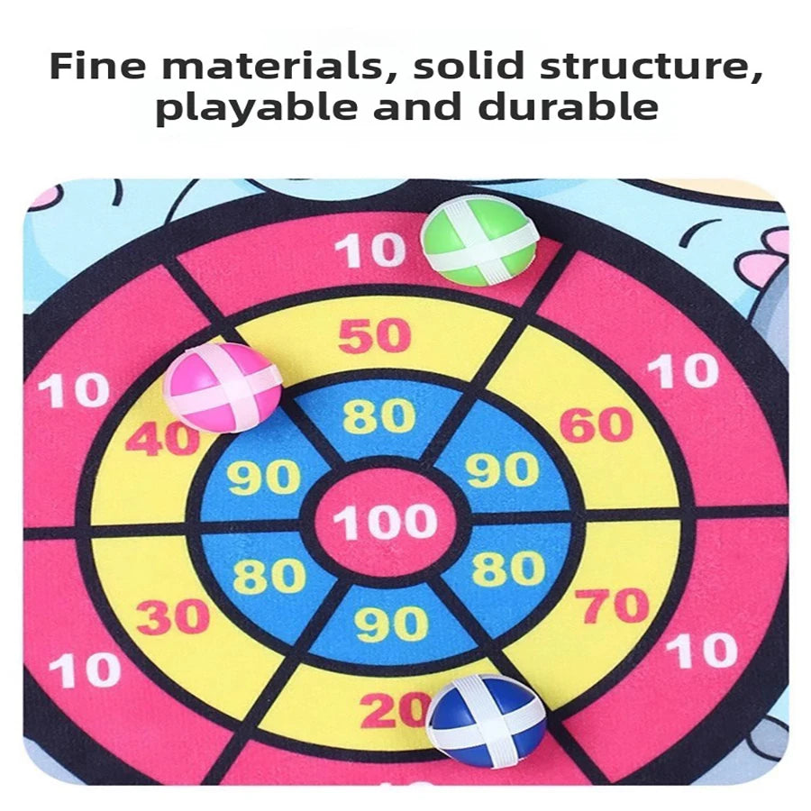 1set- Dart Board for Kids with 3 Sticky Balls Indoor Outdoor Sport Party Games Cartoon Animal Dart Board Toys Christmas Gift
