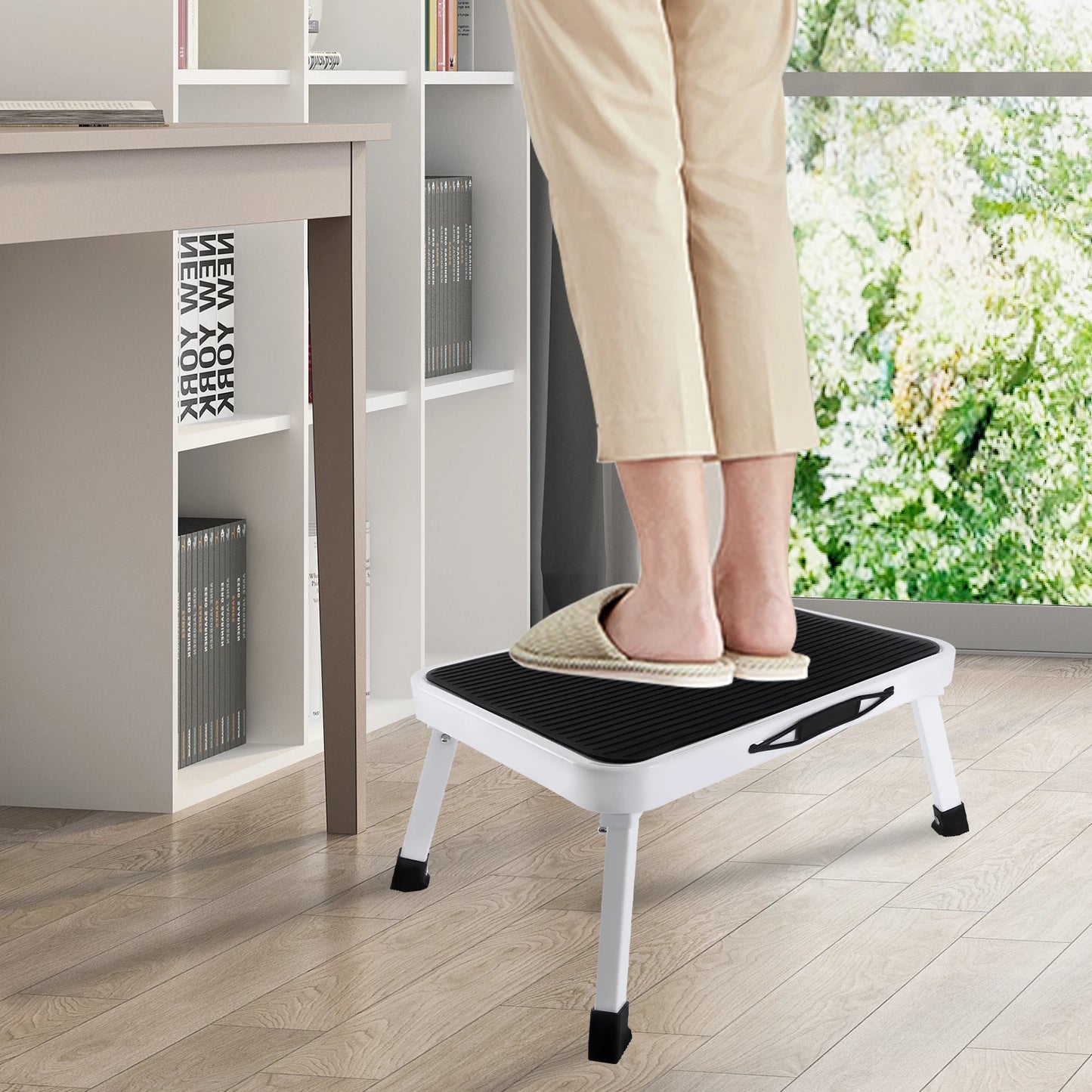 Step Stool Extra Wide Step Safety Non Slip Mat Heavy Duty Steel Folding Portable Kitchen Stool Home Garden Tool DIY