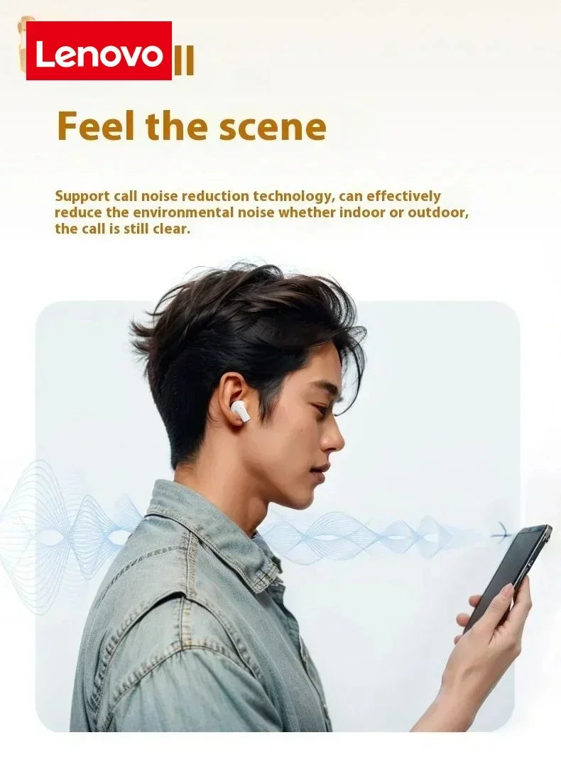 Lenovo Pro 5s Headphones Mini Portable Wireless Bluetooth Earphones Noise Reduction and Long Battery Life With Mic
