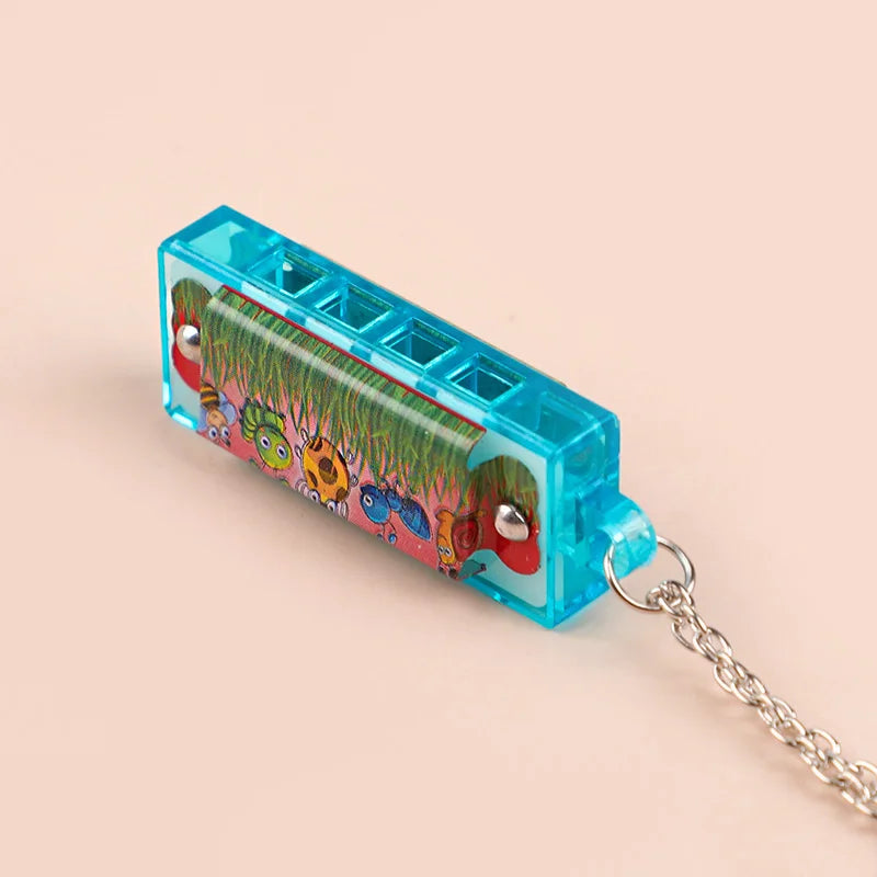 10/20Pcs Cartoon Mini Harmonica with Necklace Musical Toys for Kids Birthday Party Favors Pinata Fillers Boy Girl Christmas Gift