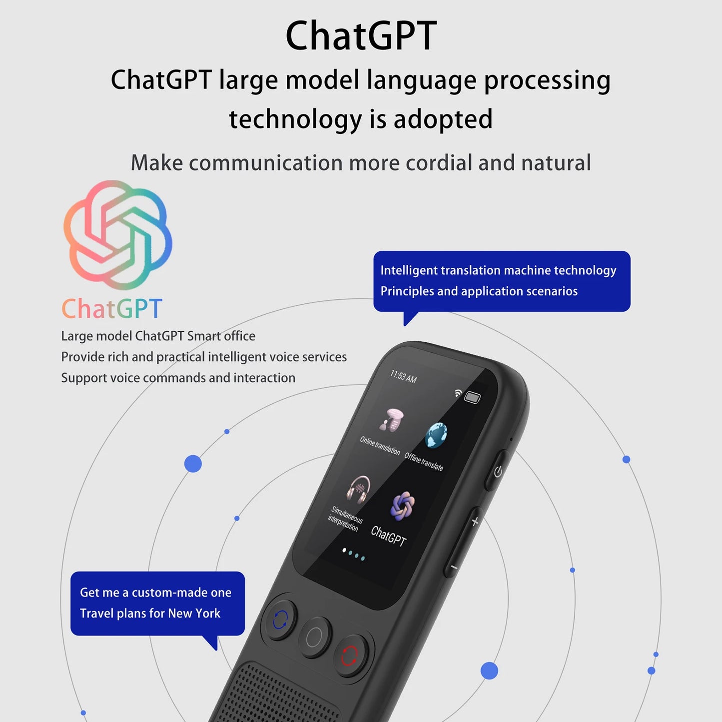 S80 Language AI Translator Device with 138 Languages Voice Translating 17 Offline Translation Simultaneous Interpretation