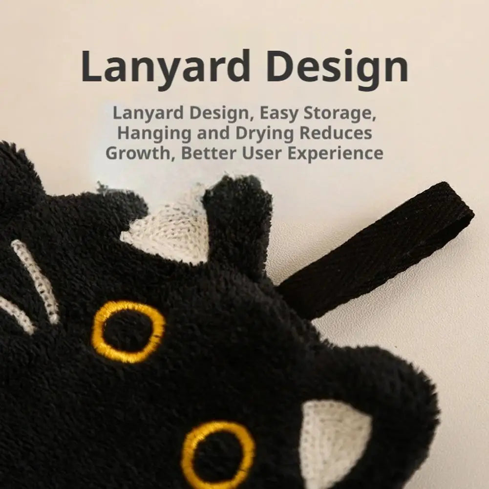 Cartoon Cat Hand Towel Thickened Absorbent Kitchen Heat Resistant Pad Hanging Cleaning Cloth Towels