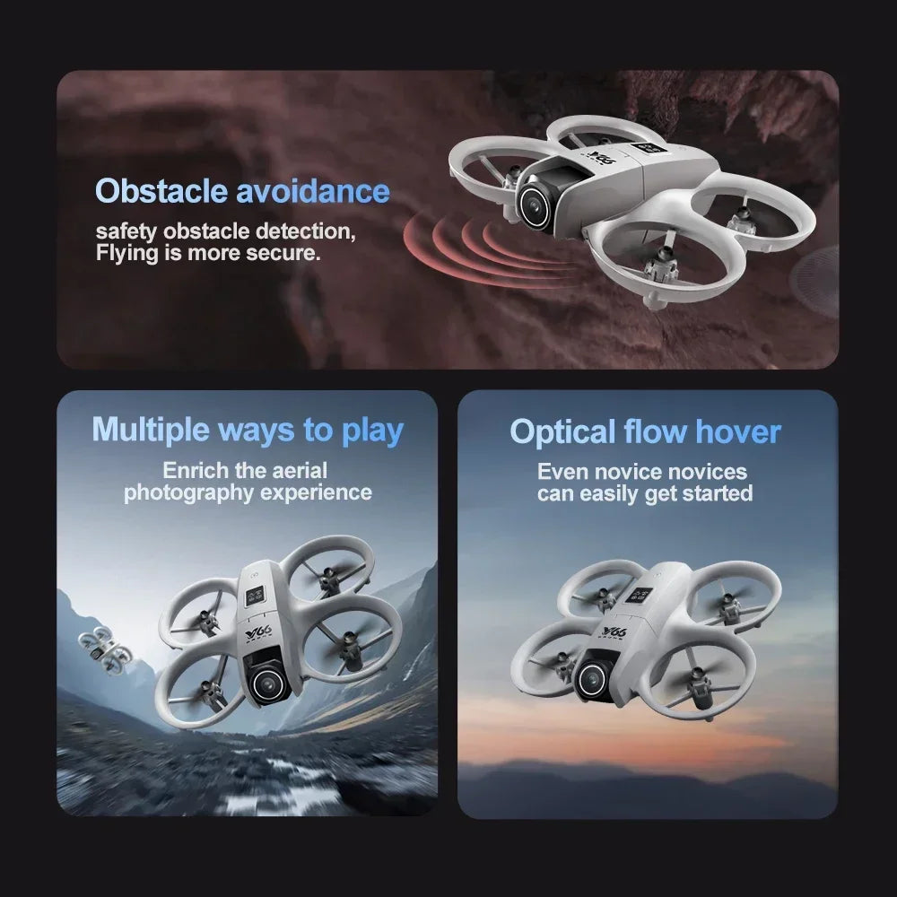 Lenovo V66 Mini Drone | 4K HD Camera, WiFi FPV, Obstacle Avoidance, Pocket-Sized RC Helicopter & Quadcopter