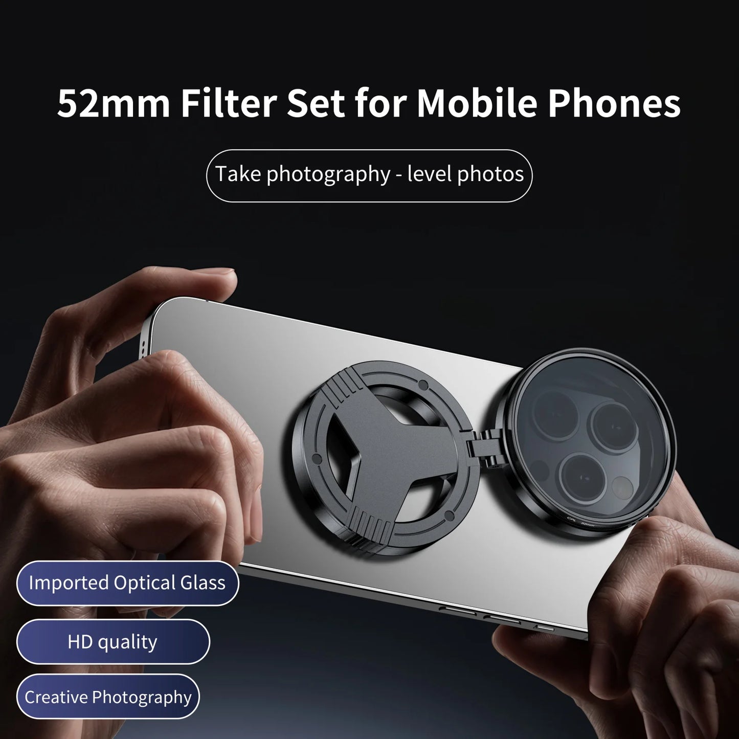 52mm CPL Polarizer Filter Magnetic Holder For iPhone 17 16 15 14 Pro Max Plus Andriod Smartphone for Vlogging Filter bracket