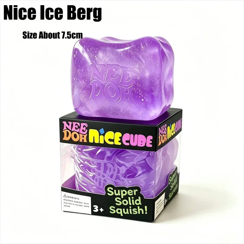 Needoh Nice Berg Giant Sensory Cube Maltose Toy 4 Pack Mini Baby Teenie Cube Squeeze Slow Rebound Stress Reliever Sensory Play