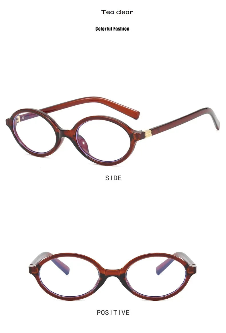 Vintage Oval Sunglasses NEW Women Luxury Brand Designer Small Oval Anti Blue Light Glasses Retro Fashion Men Leopard Eyegalsses
