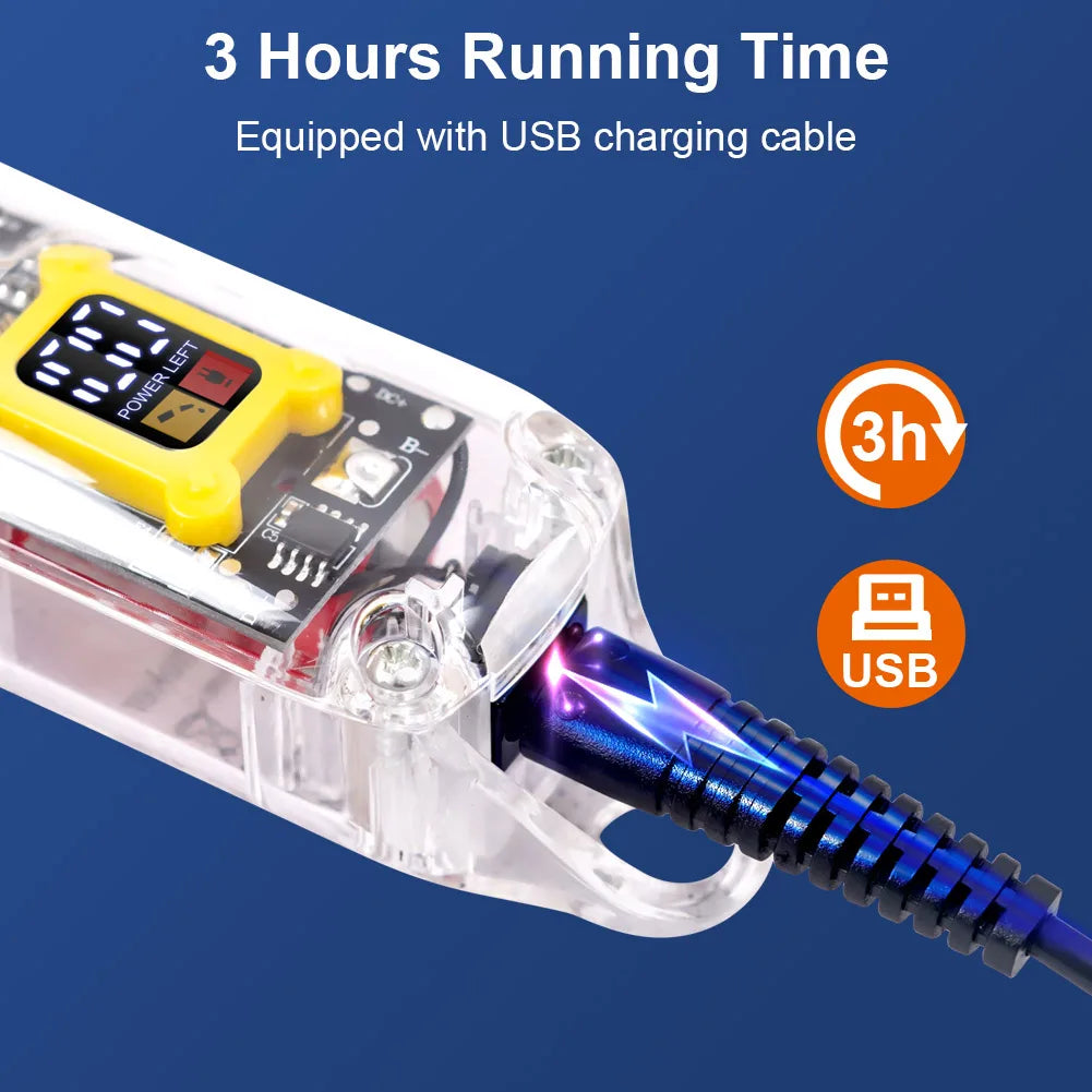 Hatteker Transparent Professional Hair Clipper USB Rechargeable Trimmer with LED Display Cordless Cutting Grooming Tool for Men