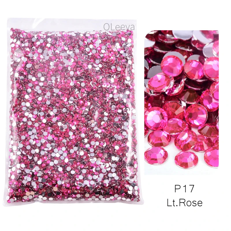 Oleeya Wholesale Flatback Silver bottom Resin Cтразы Non hotfix Rhinestones in Big Package Glitter Crystals and Strass For 네일파츠