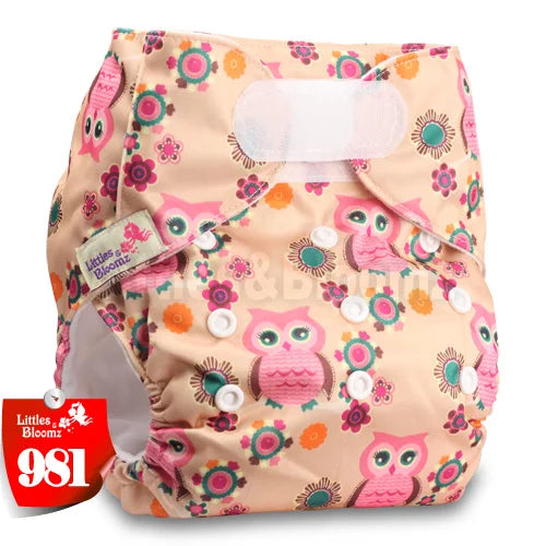 [Littles&Bloomz] Baby Washable Reusable Real Cloth STANDARD Hook-Loop Pocket Nappy Diaper Cover Wrap, suits Birth to Potty