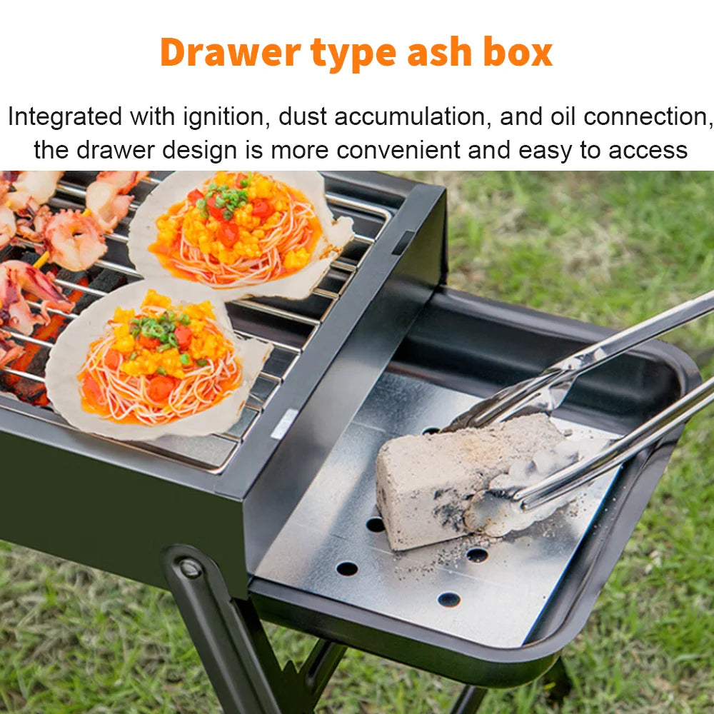 Barbecue Grill Folding Grill Portable BBQ Charcoal Grill BBQ Tool Kit Outdoor Cooking Camping Picnic Beach Portable Barbecue Stove