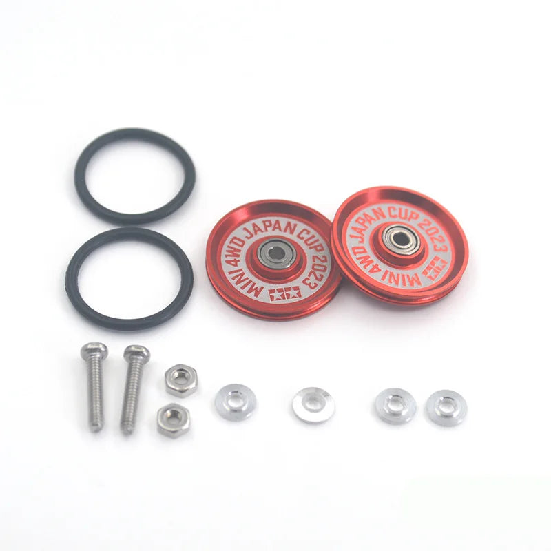 2pcs 15418 13-12mm Aluminum Alloy Guide Rollers 15461/15426 2023Jcup 95160 19mm Roller With Rubber Ring Tamiya Mini 4WD Homemade