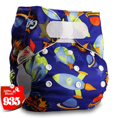 [Littles&Bloomz] Baby Washable Reusable Real Cloth STANDARD Hook-Loop Pocket Nappy Diaper Cover Wrap, suits Birth to Potty