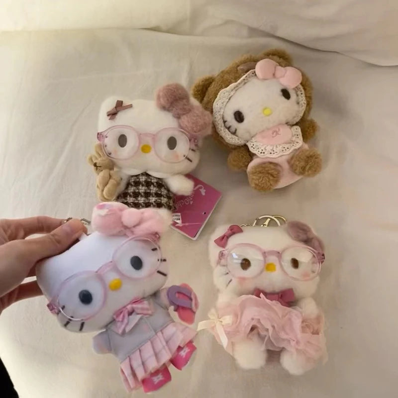 Kawaii Hello Kitty Keychain Cute Cartoon Bag Pendant Plush Doll Charms Car Key Ring Backpack Accessories Women Girl Gifts