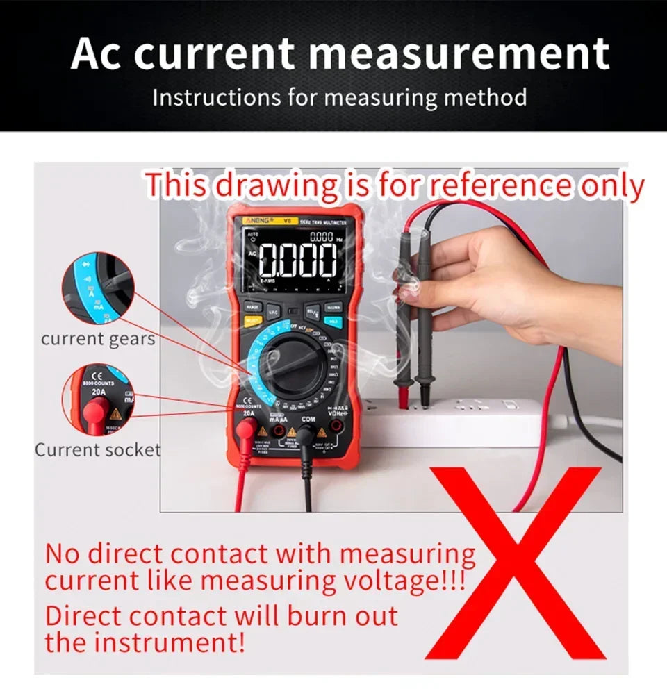 Smart Digital Multimeter Automatic 1999 Count AC/DC Current Voltage Handheld ANENG DM850 Buzzer Resistance Diode Electrician Tes