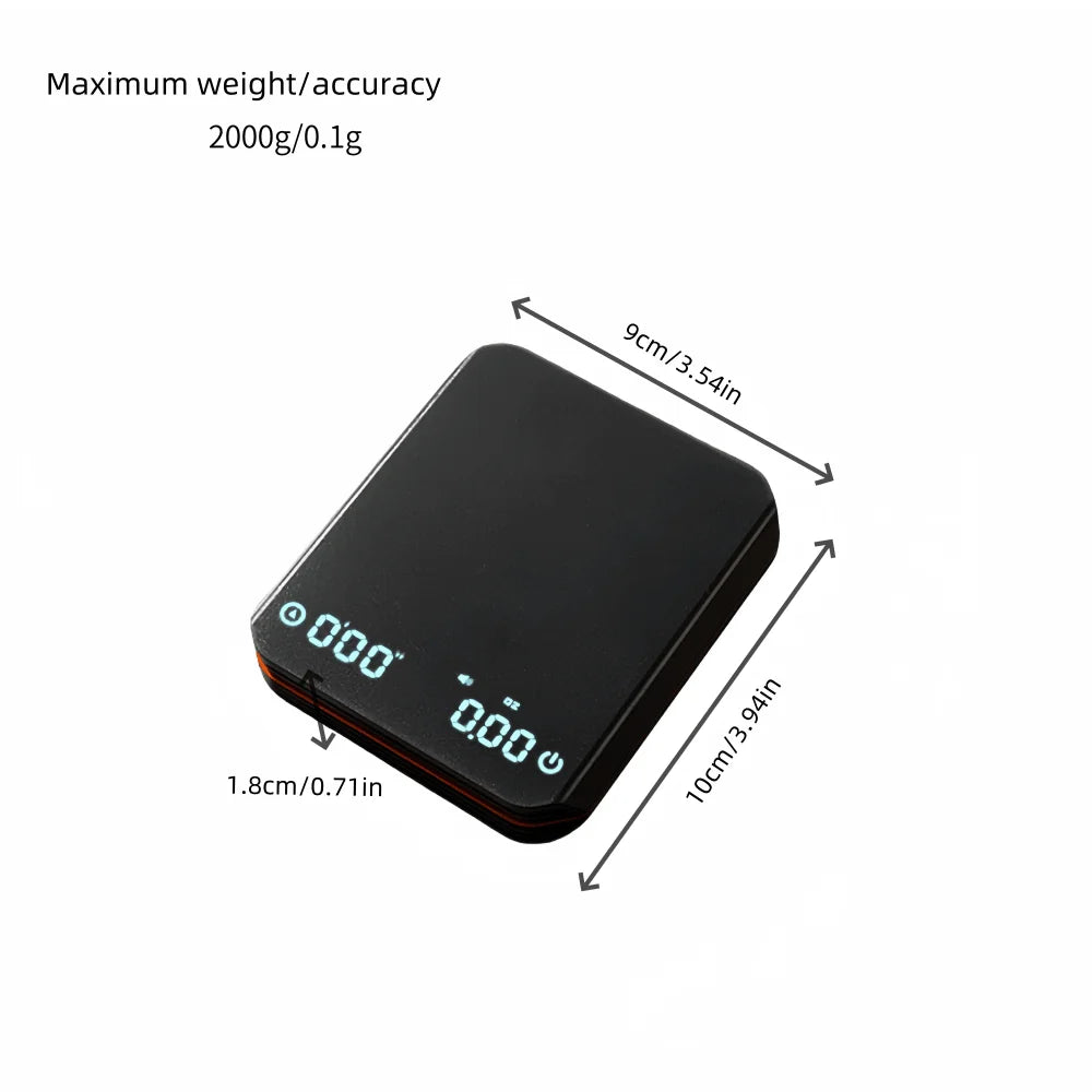 Mini Coffee Scale with Pad LED Display USB Charge Timed Portable High Precision Professional Home Kitchen Cafe CoffeeAccessories