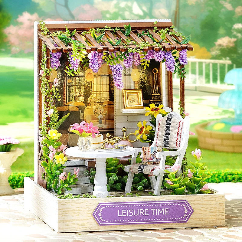 Mini Doll House DIY Small House Kit 3D Puzzle Assembly Model Building Room Bedroom Decoration With Dust Cover Wooden Craft Gifts