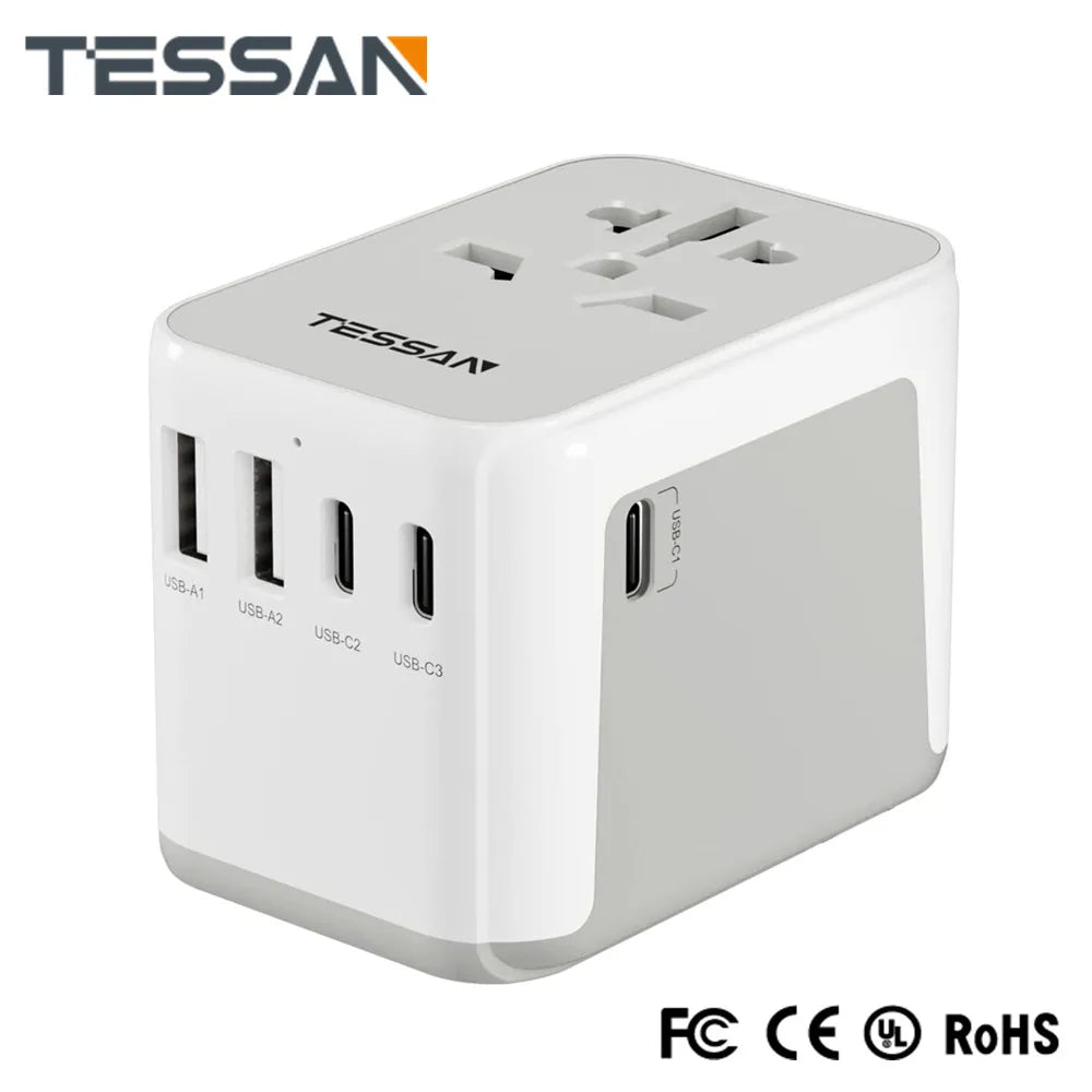 TESSAN Universal Travel Adapter Worldwide with USB & Type C, International Plug All-in-one Wall Charger for US EU UK AUS Travel