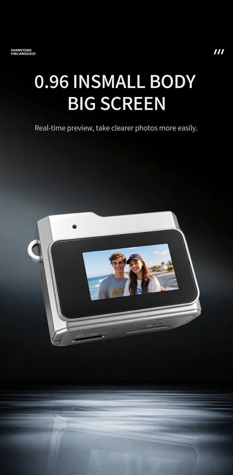 Lenovo 1080P HD 8MP Mini Retro Digital Camera Pocket Camera CCD for Students Featuring Filters and Leather-Textured Finish Gift