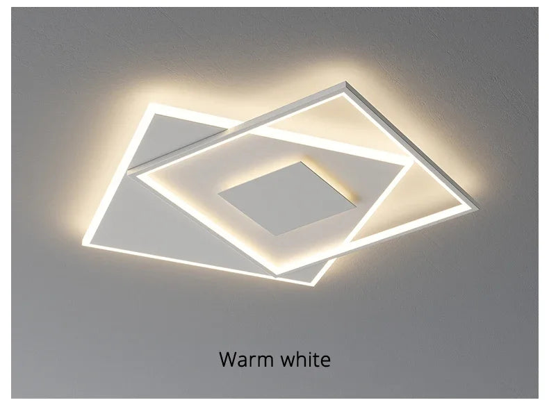 Modern Nordic Led Ceiling Light Square Minimalist Lamps for Kitchen Living Dining  Room Art Home Decoration Chandelier