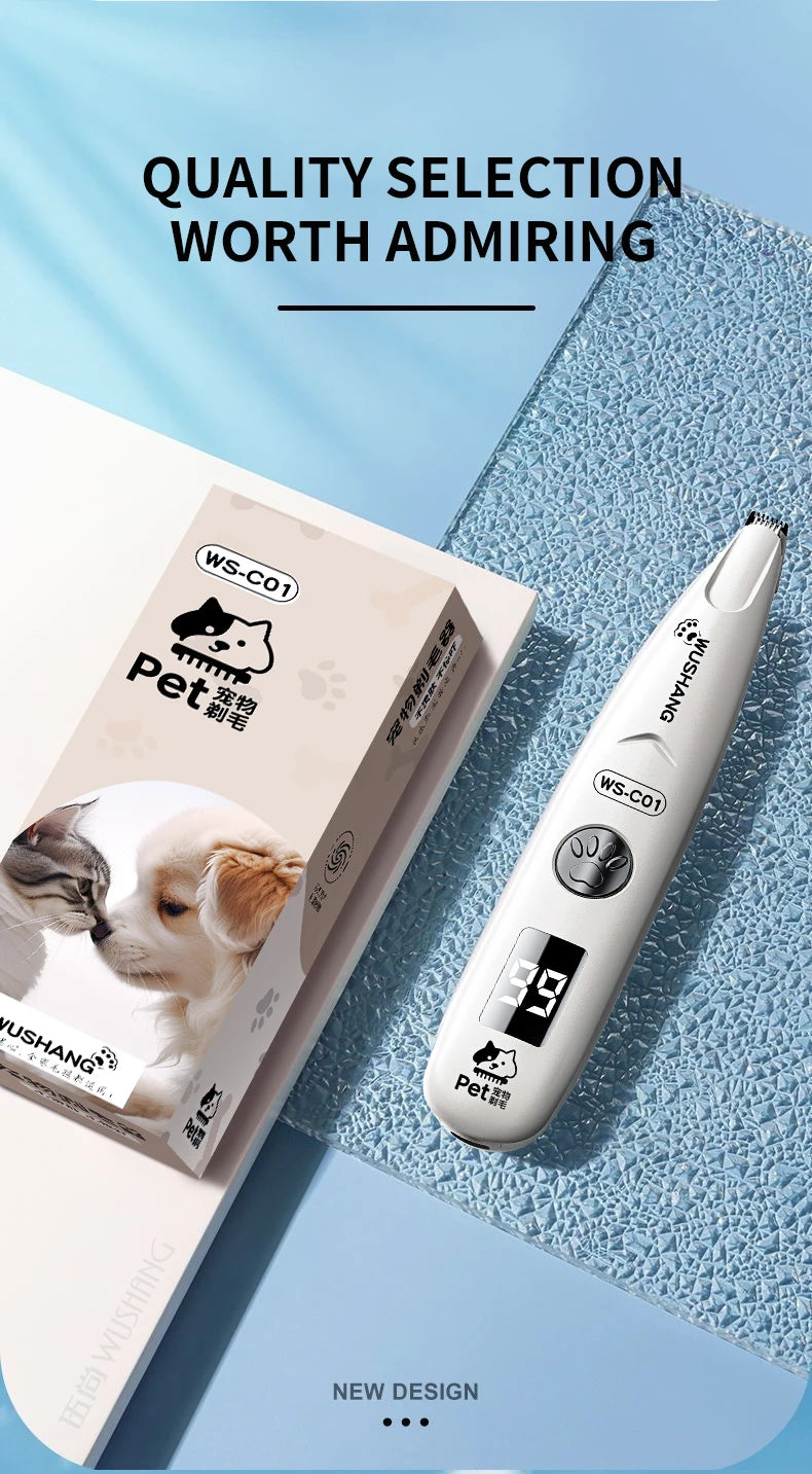 Pet Dog Electric Groomer Trimmer with LED Light Waterproof Pet Foot Hair Trimmer Low Noise Cat Dog Face Foot Ear Hip Paw Shaver