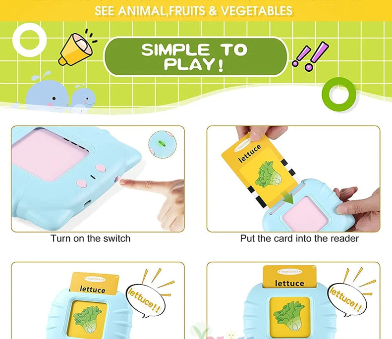 Alphabet Talking Flash Cards Educational Learning Interactive Memory Card Machine French Russian Italian Speech Toys For Kids