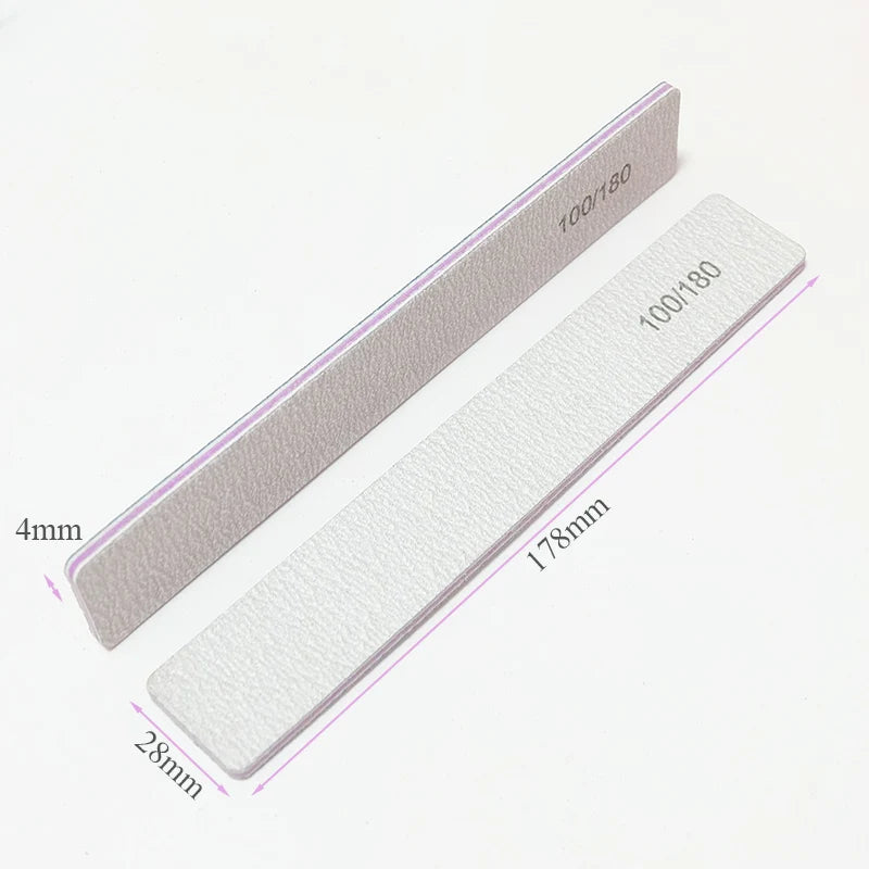 Nail File Buffer 100/180 Grit Half Moon Nail Files Double Side Sandpaper Nail Sanding Grinding Gel Nail Polish Manicure Tool
