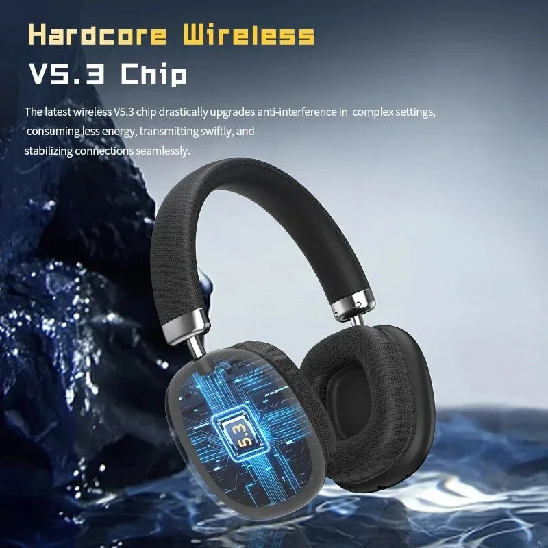 Fabric Headband Over-Ear Headphones Wireless Stereo HiFi Headset Adjustable Metal Rod Outdoor Music Noise Cancelling Earphones