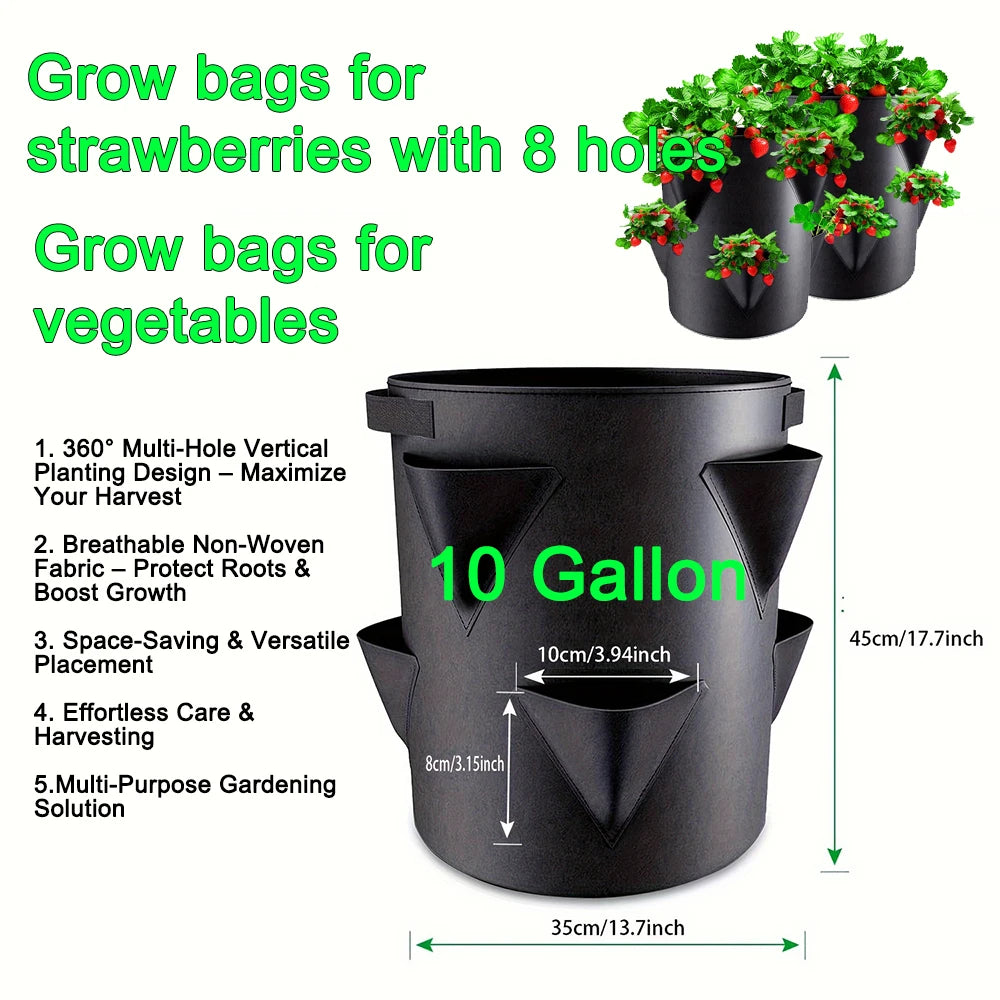 Hanging Grow Bags for Strawberries & Tomatoes Hanging Planting Grow Bag Vertical Multi-Pocket for Herbs & Flowers Garden Gift
